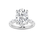 6.48 ctw Oval Lab-Grown Diamond Marquise Side Stone Engagement Ring in Platinum for Women | Colorless E, VS1 Clarity, IGI Certified 6.00 ct Center Diamond