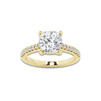 2.78 ctw Cushion Lab-Grown Diamond Hidden Halo Side Stone Engagement Ring in 18K Yellow Gold for Women | Colorless D, VVS1 Clarity, IGI Certified 2.50 ct Center Diamond