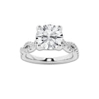 7.29 ctw Round Lab-Grown Diamond Twisted Shank Engagement Ring in 14K White Gold for Women | D Color, VVS1 Clarity, IGI Certified 7.00 ct Center Diamond