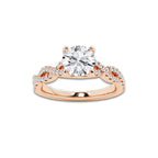 1.00 ctw Round Lab-Grown Diamond Twisted Shank Engagement Ring in 14K Rose Gold for Women | E Color, VS1 Clarity, Not Certified 0.75 ct Center Diamond