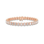 7 1/5 ctw Emerald Lab Grown Diamond Halo Bracelet - 7 Inches 14K Rose Gold, DE, VS1