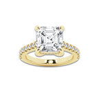 4.35 ctw Asscher Lab-Grown Diamond Hidden Halo Side Stone Engagement Ring in 18K Yellow Gold for Women | Colorless E, VS1 Clarity, IGI Certified 4.00 ct Center Diamond
