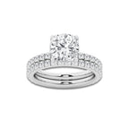 4 1/3 ctw Cushion Lab Grown Diamond Bridal Set Platinum, D, VVS | 3 ct Center