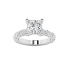 2.94 ctw Princess Lab-Grown Diamond Twisted Band Engagement Ring in Platinum for Women | Colorless E, VS1 Clarity, IGI Certified 2.50 ct Center Diamond