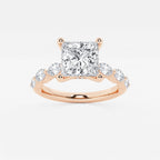 1.91 ctw Princess Lab-Grown Diamond Marquise Side Stone Engagement Ring in 14K Rose Gold for Women | Colorless E, VS1 Clarity, IGI Certified 1.50 ct Center Diamond
