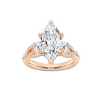 7.61 ctw Marquise Lab-Grown Diamond Side Stone Engagement Ring in 14K Rose Gold for Women | Colorless E, VS1 Clarity, IGI Certified 7.00 ct Center Diamond