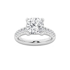3.93 ctw Cushion Lab-Grown Diamond Pave Engagement Ring in Platinum for Women | D Color, VVS1 Clarity, IGI Certified 3.50 ct Center Diamond