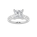 2.04 ctw Princess Lab-Grown Diamond Side Stone Engagement Ring in 14K White Gold for Women | Colorless D, VVS1 Clarity, IGI Certified 1.50 Ct Center Diamond