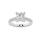 2.25 ctw Princess Lab-Grown Diamond Hidden Halo Side Stone Engagement Ring in Platinum for Women | Colorless E, VS1 Clarity, IGI Certified 2.00 ct Center Diamond