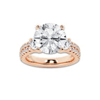 6.96 ctw Round Lab-Grown Diamond Three Stone Double Row Engagement Ring in 14K Rose Gold for Women | D Color, VVS1 Clarity, IGI Certified 6.00 ct Center Diamond