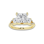 1.98 ctw Princess Lab-Grown Diamond Side Stone Engagement Ring in 14K Yellow Gold for Women | Colorless D, VVS1 Clarity, IGI Certified 1.50 ct Center Diamond
