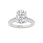 2.41 ctw Oval Lab-Grown Diamond Pave Engagement Ring in 14K White Gold for Women | D Color, VVS1 Clarity, IGI Certified 2.00 ct Center Diamond