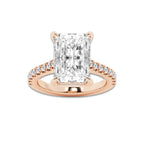 4.35 ctw Radiant Lab-Grown Diamond Hidden Halo Side Stone Engagement Ring in 18K Rose Gold for Women | Colorless E, VS1 Clarity, IGI Certified 4.00 ct Center Diamond
