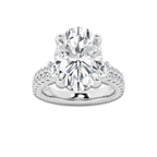 8.96 ctw Oval Lab-Grown Diamond Three Stone Double Row Engagement Ring in 14K White Gold for Women | D Color, VVS1 Clarity, IGI Certified 8.00 ct Center Diamond