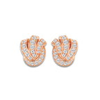 1 1/2 ctw Round Lab Grown Diamond Pave Knot Stud Earrings 14K Rose Gold, DE, VS1