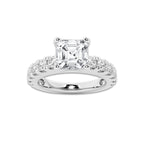 3.00 ctw Cushion Lab-Grown Diamond Split-Prong Set Side Stone Engagement Ring in 14K White Gold for Women | Colorless E, VS1 Clarity, IGI Certified 2.00 ct Center Diamond