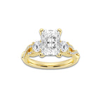 3.10 ctw Radiant Lab-Grown Diamond Side Stone Engagement Ring in 14K Yellow Gold for Women | Colorless D, VVS1 Clarity, IGI Certified 2.50 ct Center Diamond