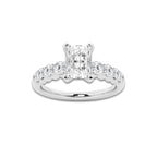 1.29 Ct Radiant Lab-Grown Diamond Half Eternity Engagement Ring in Platinum for Female, Colorless (E), VS1 Clarity | IGI Certified, 0.75 Ct Center Diamond
