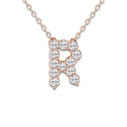 2/5 ctw Round Lab Grown Diamond Initial R Personalized Pendant 14K Rose Gold, DE, VS1