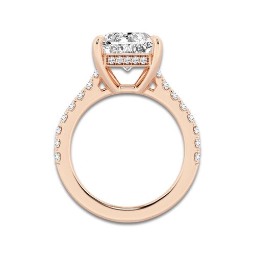 4.35 ctw Radiant Lab-Grown Diamond Hidden Halo Side Stone Engagement Ring in 18K Rose Gold for Women | Colorless E, VS1 Clarity, IGI Certified 4.00 ct Center Diamond