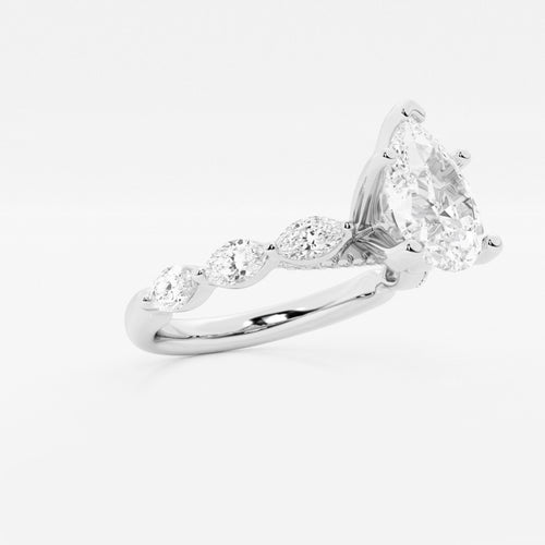1.91 ctw Pear Lab-Grown Diamond Marquise Side Stone Engagement Ring in 14K White Gold for Women | Colorless E, VS1 Clarity, IGI Certified 1.50 ct Center Diamond