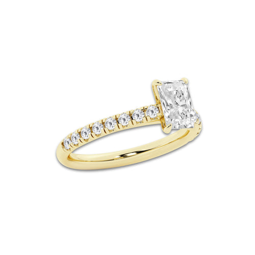 1.39 ctw Radiant Lab-Grown Diamond Pave Engagement Ring in 14K Yellow Gold for Women | E Color, VS1 Clarity, IGI Certified 1.00 ct Center Diamond