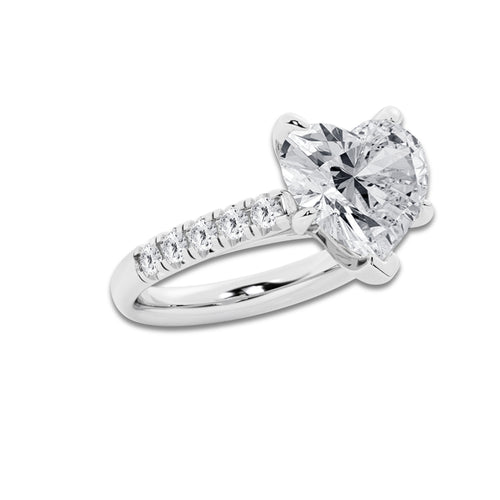 6.55 ctw Heart Lab-Grown Diamond Pave Engagement Ring in 14K White Gold for Women | D Color, VVS1 Clarity, IGI Certified 6.00 ct Center Diamond