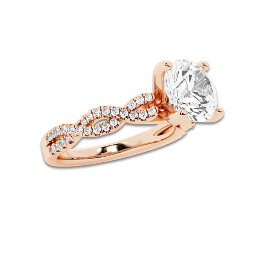 3.23 ctw Round Lab-Grown Diamond Twisted Shank Engagement Ring in 14K Rose Gold for Women | D Color, VVS1 Clarity, IGI Certified 3.00 ct Center Diamond