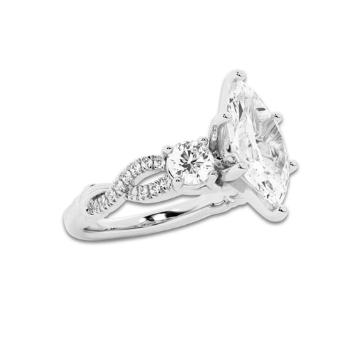 1.48 ctw Marquise Lab-Grown Diamond Side Stone Engagement Ring in Platinum for Women | Colorless D, VVS1 Clarity, IGI Certified 1.00 ct Center Diamond