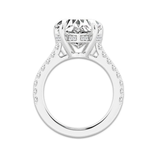 4.34 ctw Heart Lab-Grown Diamond Hidden Halo Side Stone Engagement Ring in Platinum for Women | Colorless E, VS1 Clarity, IGI Certified 4.00 ct Center Diamond