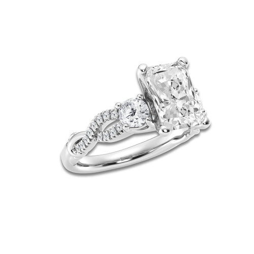 8.61 ctw Radiant Lab-Grown Diamond Side Stone Engagement Ring in 14K White Gold for Women | Colorless E, VS1 Clarity, IGI Certified 8.00 ct Center Diamond
