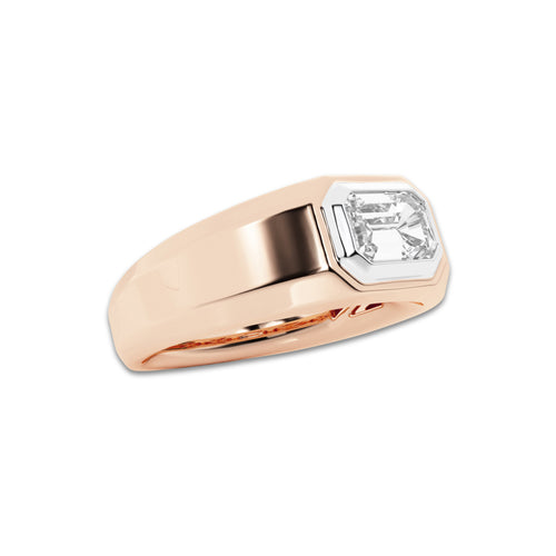 1 1/2 ctw Emerald Lab Grown Diamond Polished Solitaire Ring 14K Rose Gold, E, VS1 | IGI Certified, 1 1/2 ct Center