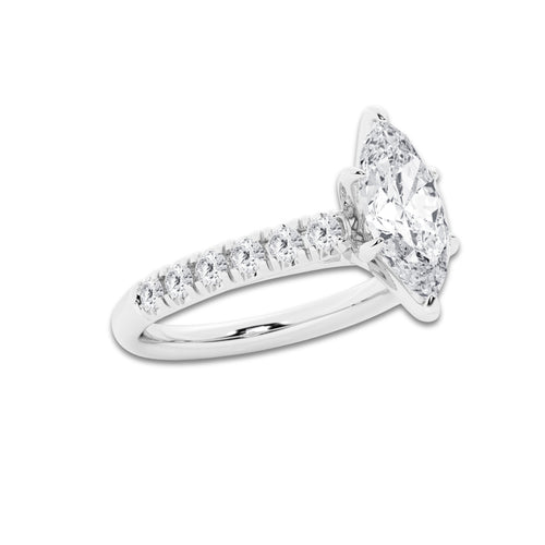1.91 ctw Marquise Lab-Grown Diamond Pave Engagement Ring in 14K White Gold for Women | D Color, VVS1 Clarity, IGI Certified 1.50 ct Center Diamond