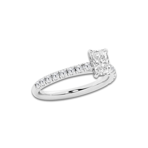 1.14 ctw Radiant Lab-Grown Diamond Pave Engagement Ring in 14K White Gold for Women | E Color, VS1 Clarity, IGI Certified 0.75 ct Center Diamond