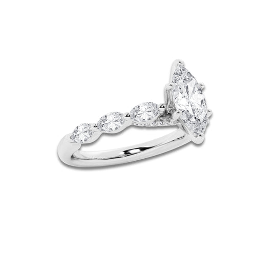 1.41 ctw Marquise Lab-Grown Diamond Marquise Side Stone Engagement Ring in Platinum for Women | Colorless D, VVS1 Clarity, IGI Certified 1.00 ct Center Diamond