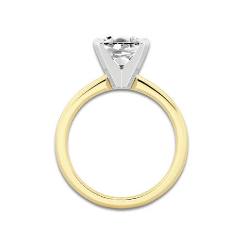 2.50 ctw Cushion Lab-Grown Diamond Minimalist Engagement Ring in 14K White Gold And Yellow Gold for Women | D Color, VVS1 Clarity, IGI Certified