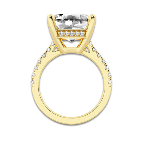 8.43 ctw Asscher Lab-Grown Diamond Hidden Halo Side Stone Engagement Ring in 18K Yellow Gold for Women | Colorless D, VVS1 Clarity, IGI Certified 8.00 ct Center Diamond