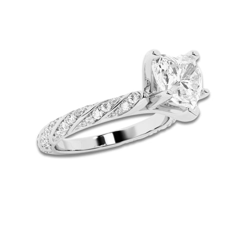 1.94 ctw Heart Lab-Grown Diamond Twisted Band Engagement Ring in Platinum for Women | Colorless E, VS1 Clarity, IGI Certified 1.50 ct Center Diamond