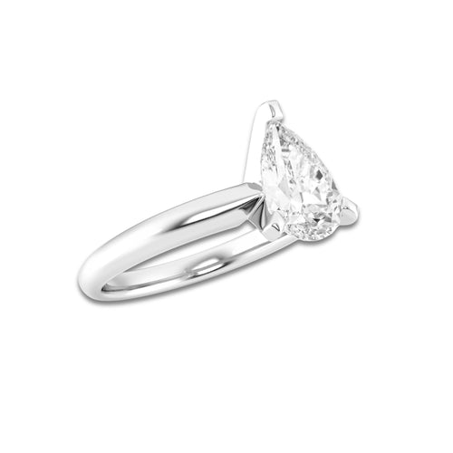 2.00 ctw Pear Lab-Grown Diamond Minimalist Engagement Ring in Platinum for Women | D Color, VVS1 Clarity, IGI Certified