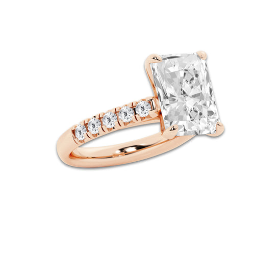 7.55 ctw Radiant Lab-Grown Diamond Pave Engagement Ring in 14K Rose Gold for Women | E Color, VS1 Clarity, IGI Certified 7.00 ct Center Diamond