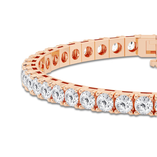 12 ctw Round Lab Grown Diamond Four-Prong Tennis Bracelet - 7.5 Inches 14K Rose Gold, DE, VS1