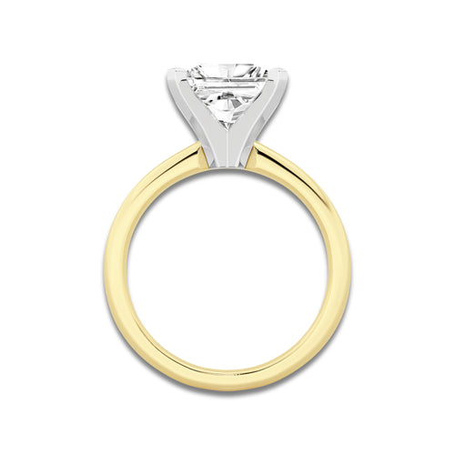 3.00 ctw Princess Lab-Grown Diamond Minimalist Engagement Ring in 14K White Gold And Yellow Gold for Women | D Color, VVS1 Clarity, IGI Certified
