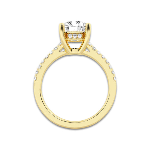 2.23 ctw Round Lab-Grown Diamond Hidden Halo Side Stone Engagement Ring in 18K Yellow Gold for Women | Colorless D, VVS1 Clarity, IGI Certified 2.00 ct Center Diamond