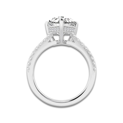 3.28 ctw Heart Lab-Grown Diamond Hidden Halo Side Stone Engagement Ring in 18K White Gold for Women | Colorless D, VVS1 Clarity, IGI Certified 3.00 ct Center Diamond