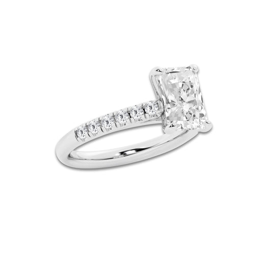2.90 ctw Radiant Lab-Grown Diamond Pave Engagement Ring in Platinum for Women | D Color, VVS1 Clarity, IGI Certified 2.50 ct Center Diamond