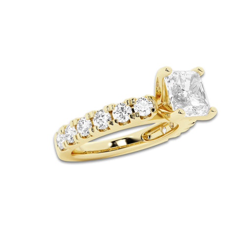3.00 ctw Asscher Lab-Grown Diamond Split-Prong Set Side Stone Engagement Ring in 14K Yellow Gold for Women | Colorless D, VVS1 Clarity, IGI Certified 2.00 ct Center Diamond