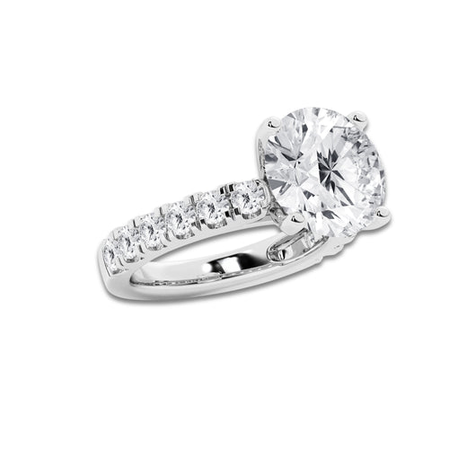 8.00 ctw Round Lab-Grown Diamond Split-Prong Set Side Stone Engagement Ring in Platinum for Women | Colorless E, VS1 Clarity, IGI Certified 7.00 ct Center Diamond