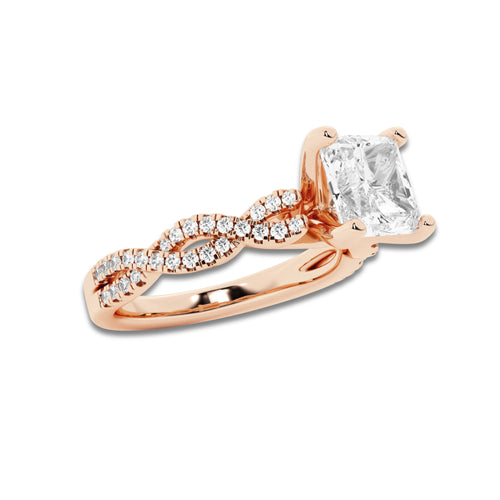 8.29 ctw Asscher Lab-Grown Diamond Twisted Shank Engagement Ring in 14K Rose Gold for Women | D Color, VVS1 Clarity, IGI Certified 8.00 ct Center Diamond