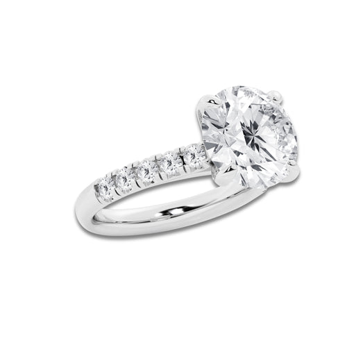 5.43 ctw Round Lab-Grown Diamond Pave Engagement Ring in Platinum for Women | D Color, VVS1 Clarity, IGI Certified 5.00 ct Center Diamond