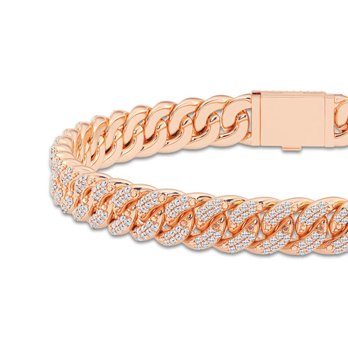 1 7/8 ctw Round Lab Grown Diamond Cuban Link Bracelet - 6 Inches 14K Rose Gold, DE, VS1